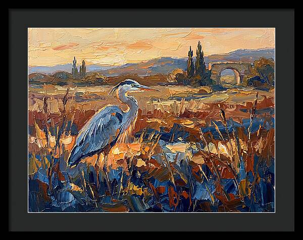 Mediterranean Heron At Dusk
