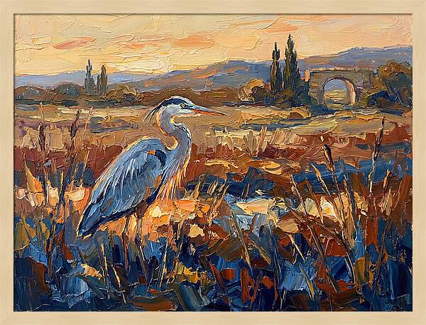 Mediterranean Heron At Dusk