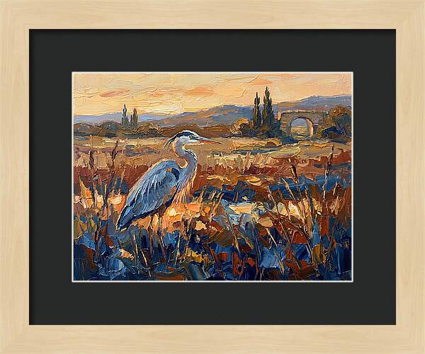 Mediterranean Heron At Dusk