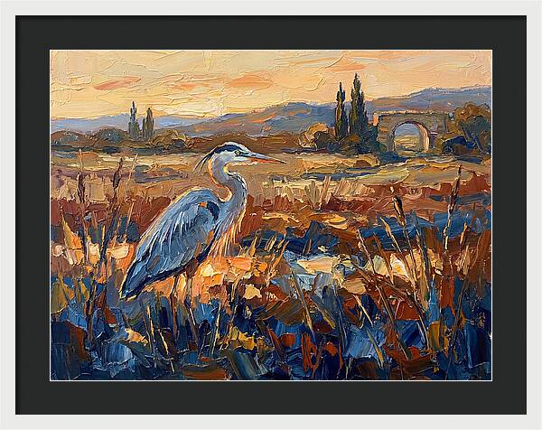 Mediterranean Heron At Dusk