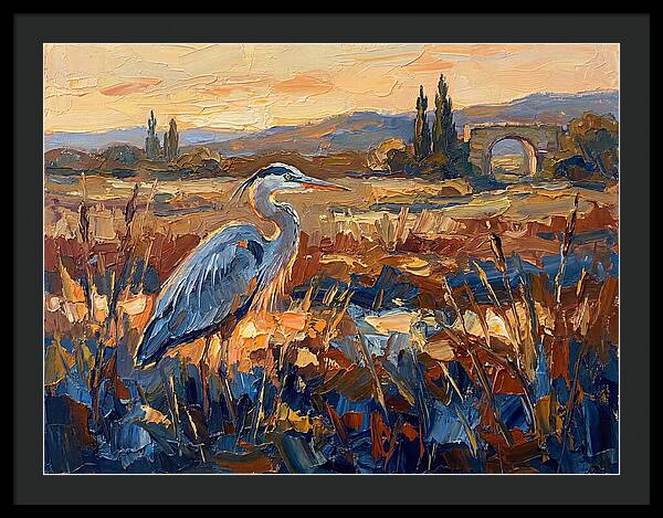 Mediterranean Heron At Dusk