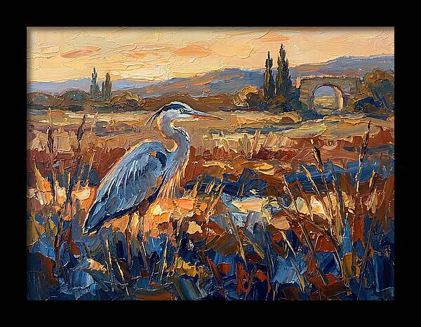 Mediterranean Heron At Dusk