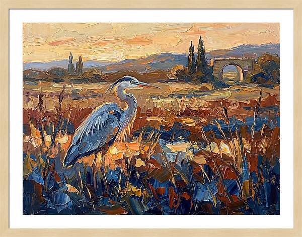 Mediterranean Heron At Dusk