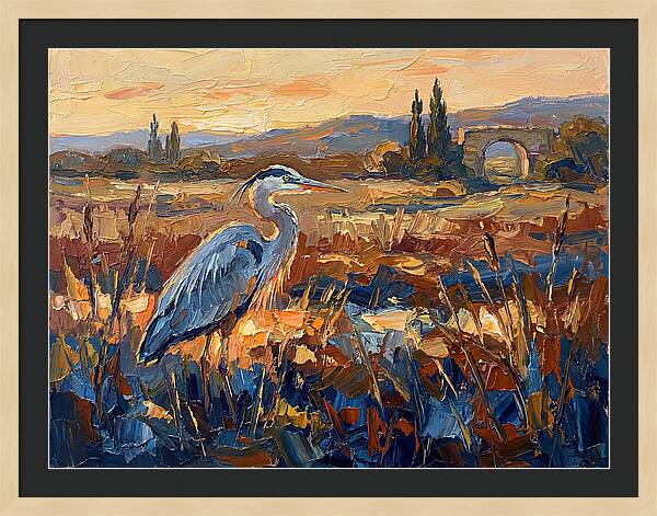 Mediterranean Heron At Dusk