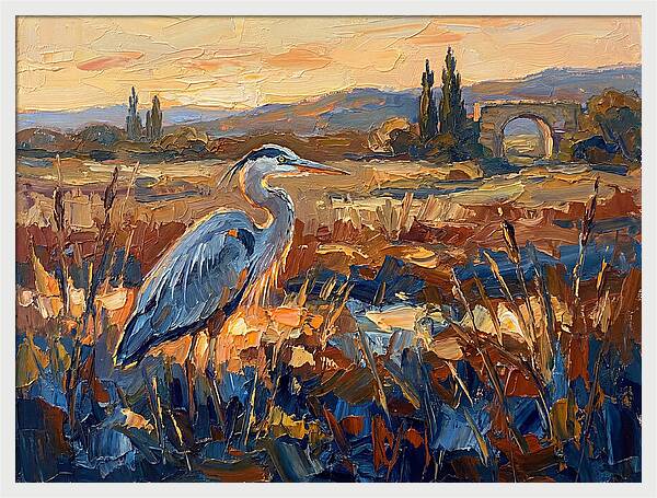 Mediterranean Heron At Dusk