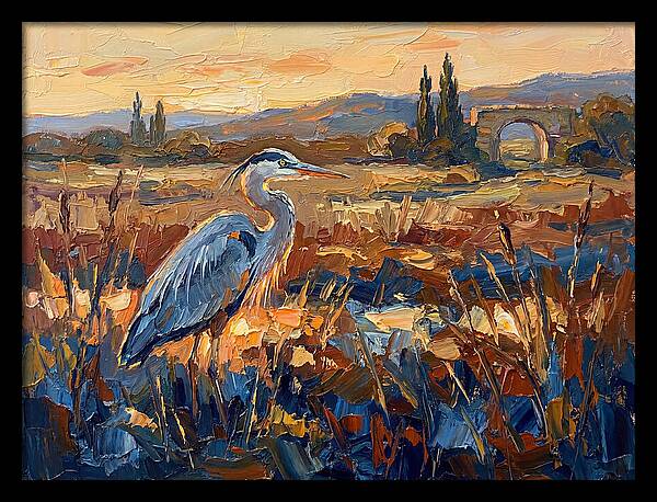 Mediterranean Heron At Dusk