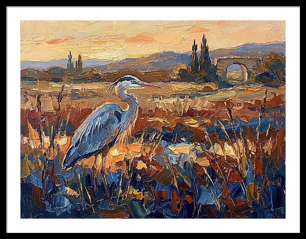 Mediterranean Heron At Dusk