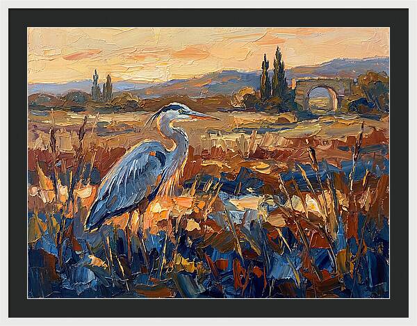 Mediterranean Heron At Dusk