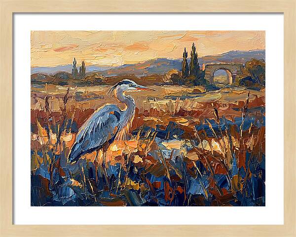 Mediterranean Heron At Dusk
