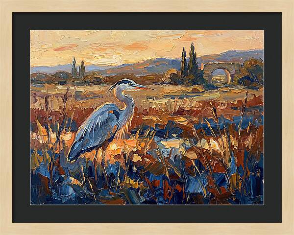 Mediterranean Heron At Dusk