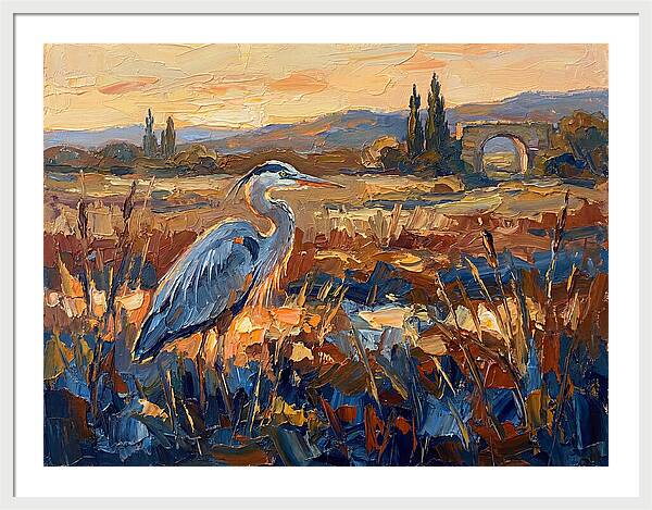 Mediterranean Heron At Dusk