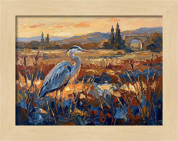 Mediterranean Heron At Dusk