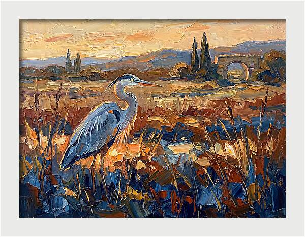 Mediterranean Heron At Dusk