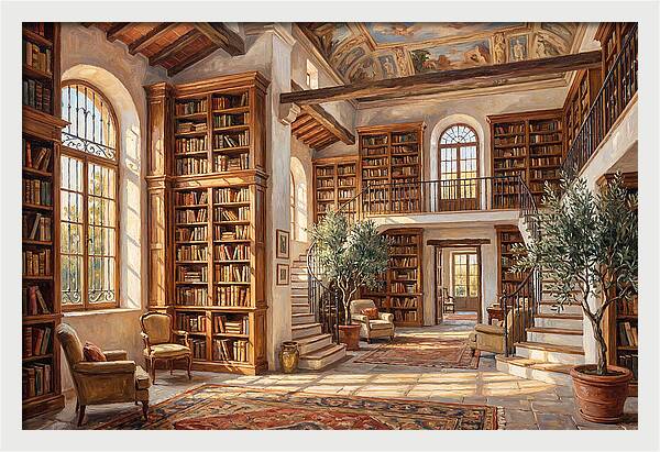 Mediterranean Library Interior
