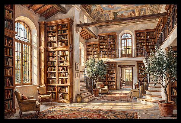 Mediterranean Library Interior