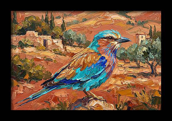 Mediterranean Roller Perched In Nature