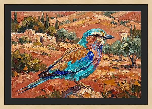 Mediterranean Roller Perched In Nature