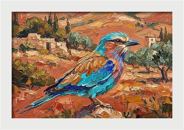 Mediterranean Roller Perched In Nature