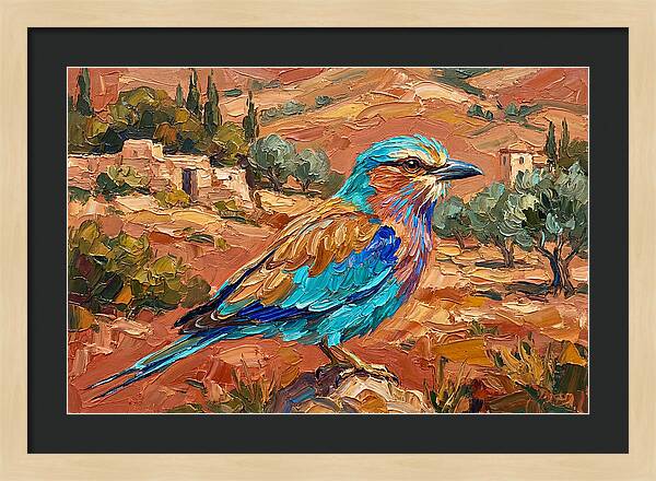 Mediterranean Roller Perched In Nature
