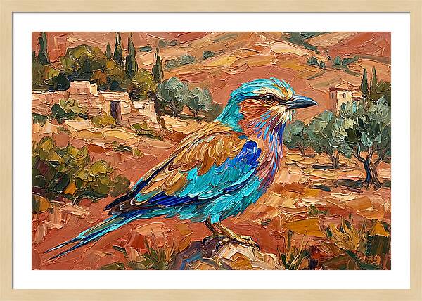 Mediterranean Roller Perched In Nature