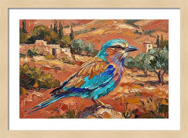 Mediterranean Roller Perched In Nature