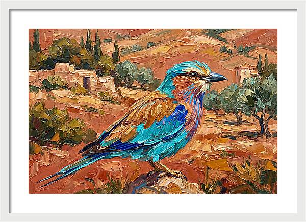 Mediterranean Roller Perched In Nature