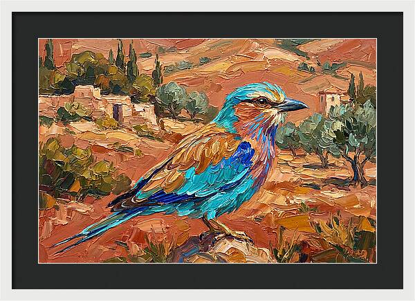 Mediterranean Roller Perched In Nature
