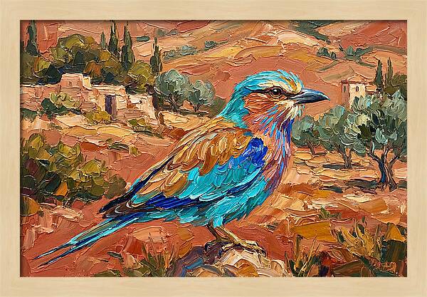 Mediterranean Roller Perched In Nature