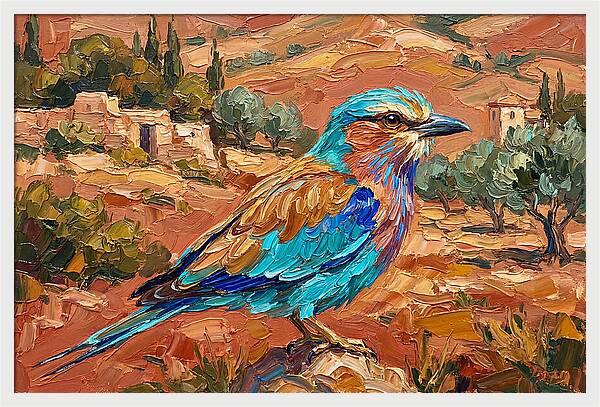 Mediterranean Roller Perched In Nature