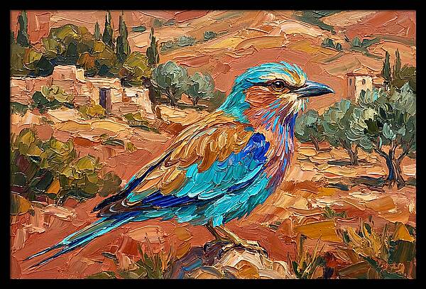 Mediterranean Roller Perched In Nature