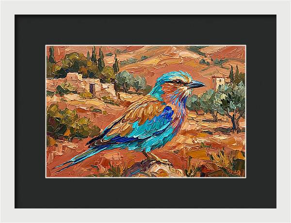Mediterranean Roller Perched In Nature