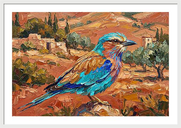 Mediterranean Roller Perched In Nature
