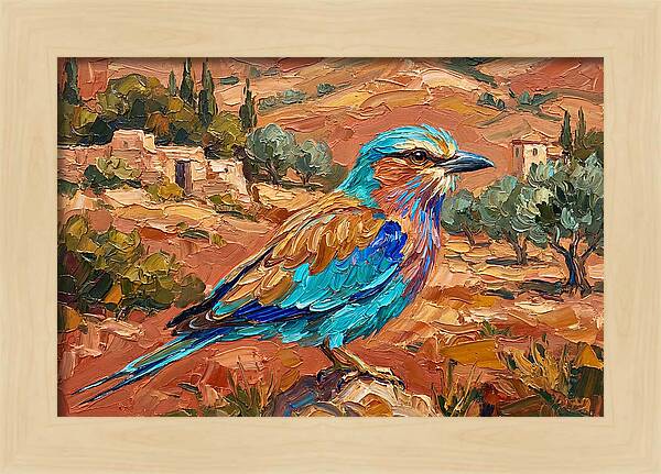 Mediterranean Roller Perched In Nature