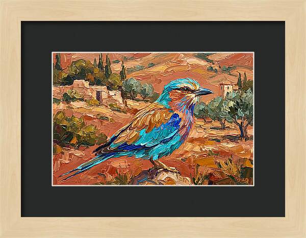 Mediterranean Roller Perched In Nature