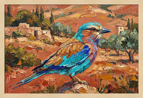 Mediterranean Roller Perched In Nature