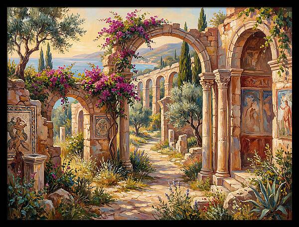 Mediterranean Ruins At Dusk