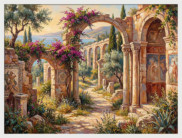 Mediterranean Ruins At Dusk