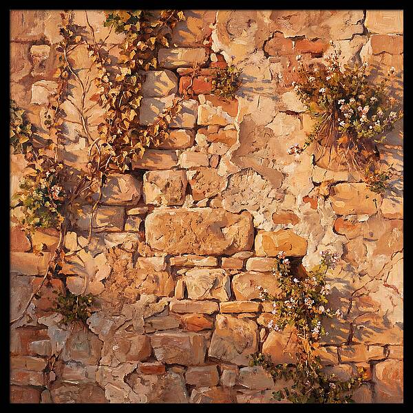 Mediterranean Stone Wall Serenity