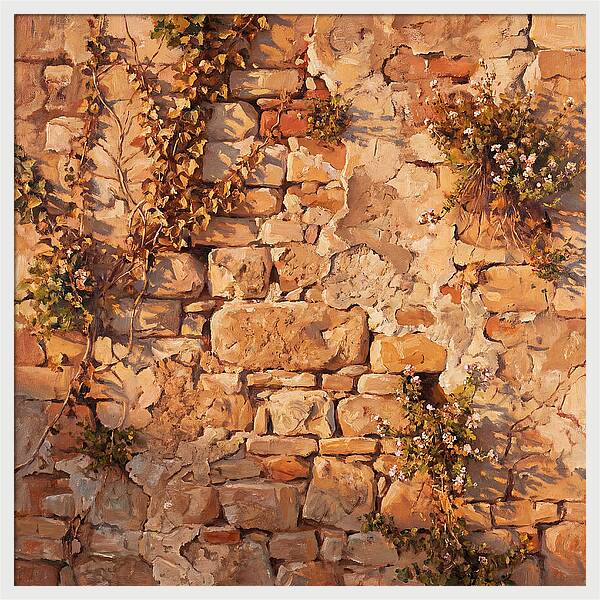 Mediterranean Stone Wall Serenity
