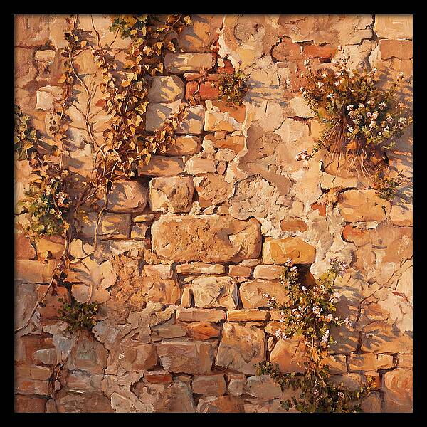 Mediterranean Stone Wall Serenity