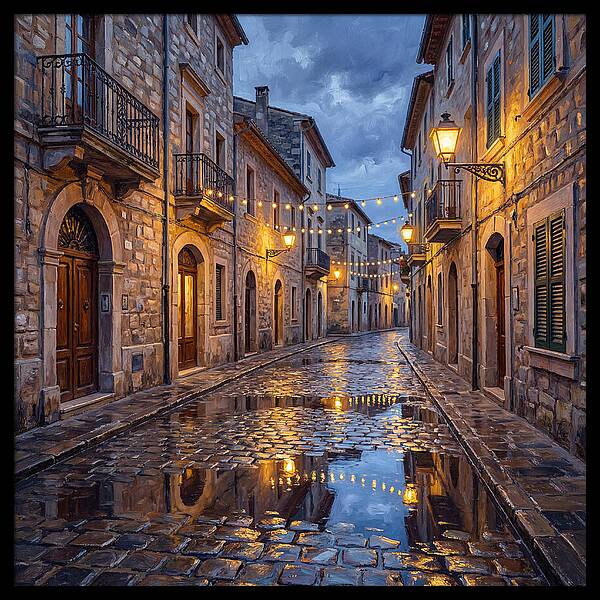 Mediterranean Street After Rain