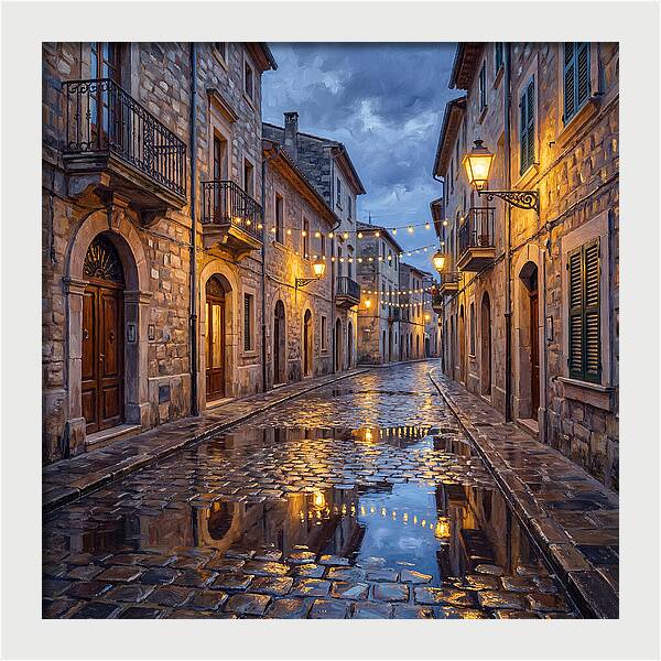 Mediterranean Street After Rain