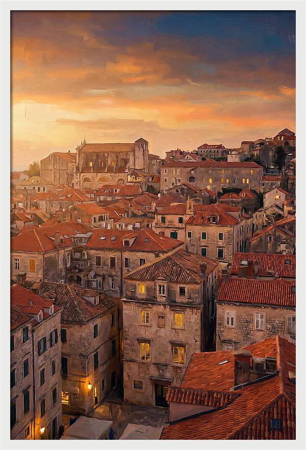 Mediterranean Sunset Over Cityscape