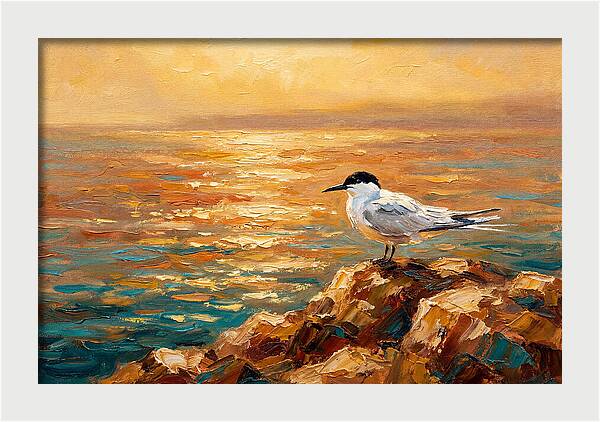 Mediterranean Tern At Sunset