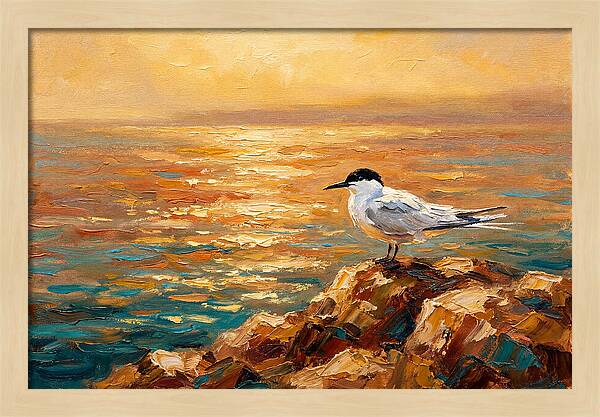 Mediterranean Tern At Sunset