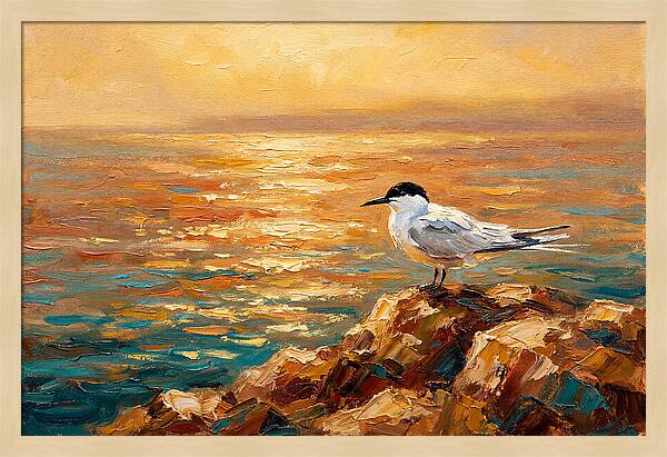 Mediterranean Tern At Sunset