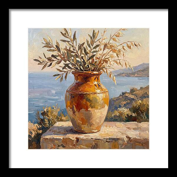 Mediterranean Vase With Olive Branches