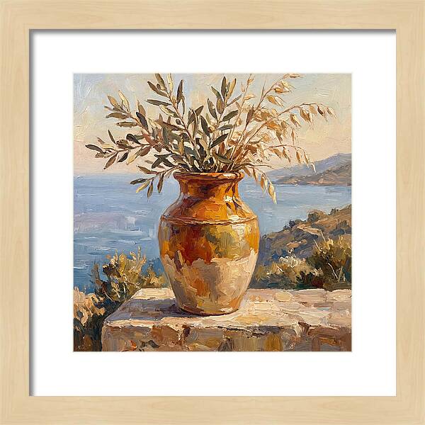 Mediterranean Vase With Olive Branches