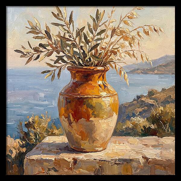 Mediterranean Vase With Olive Branches