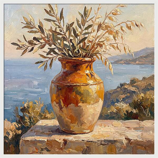 Mediterranean Vase With Olive Branches